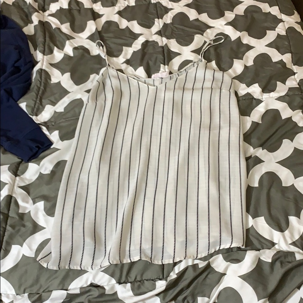 White with black stripes tank top